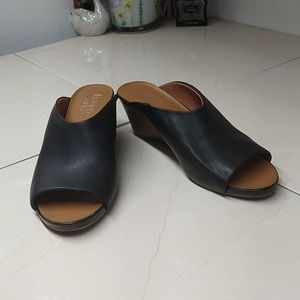 Franko Sarto Leather Peep Toe Wedge Heels